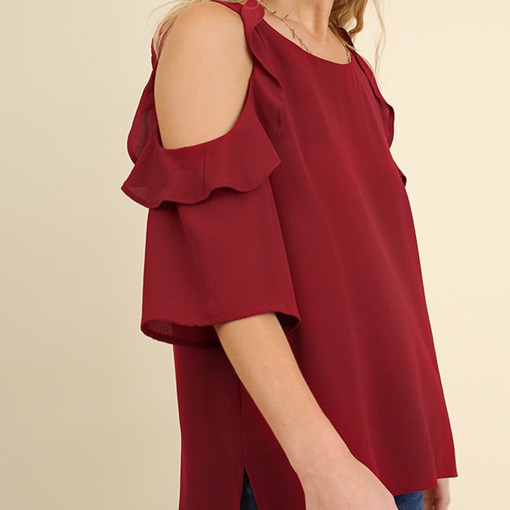 Cold Shoulder Ruffle Blouse